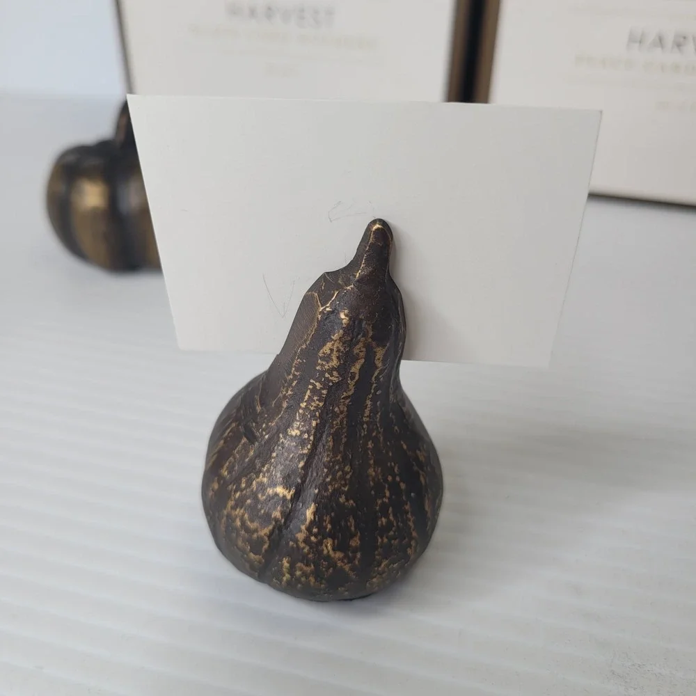 Williams Sonoma Harvest Gourd Pumpkin 4 Place Card Holders New Old Stock‎ RARE
